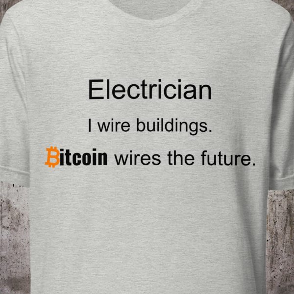 Electrician Shirt – I Wire Buildings. Bitcoin Wires the Future. – Minimal Crypto T-Shirt – Proof of Work Collection